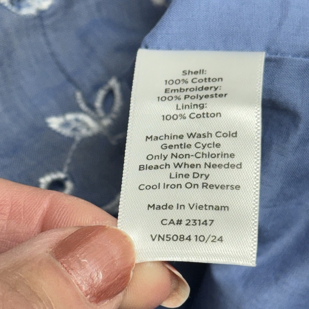 Talbots Chambray Blue Eyelet Embroidered Dress Size 10 #963 - Picture 12 of 12